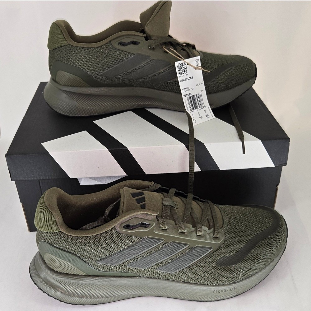 Adidas Runfalcon 5 Olive Green Mens Running Shoes IE0525 Size 8.5 NEW